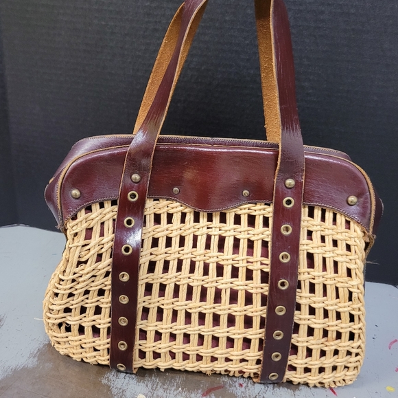 Etienne Aigner Bags Vintage Aigner Straw Shoulder Bag Satchel Purse